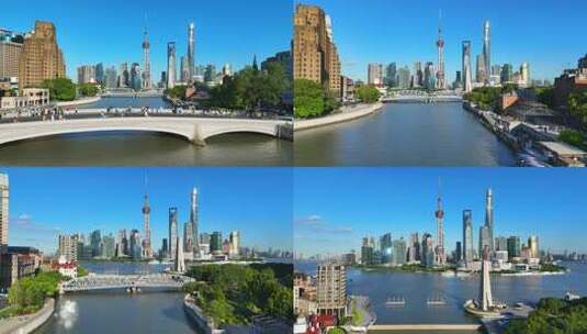 上海乍浦路桥 外白渡桥 陆家嘴高清在线视频素材下载