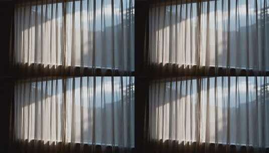 室内窗户阳光照射窗帘画面高清在线视频素材下载