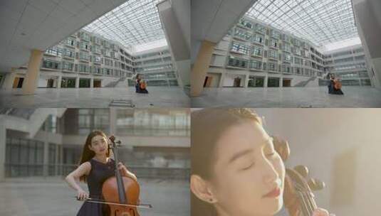学生大提琴表演高清在线视频素材下载