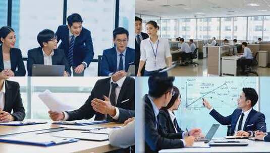 企业团队会议讨论数据分析团队协作高清在线视频素材下载