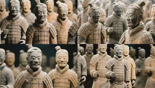 博物馆内兵马俑文物实拍高清在线视频素材下载