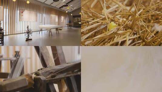 浙江湖州潞村钱山漾非遗丝绸技艺工艺品展示高清在线视频素材下载
