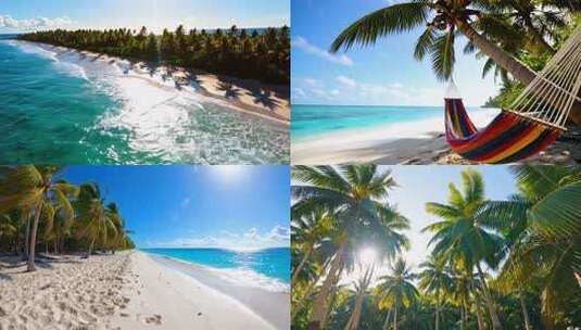 海南三亚海边沙滩椰树高清在线视频素材下载