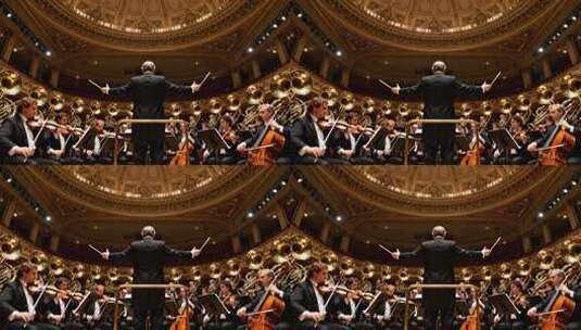 音乐厅内交响乐团演奏高清在线视频素材下载