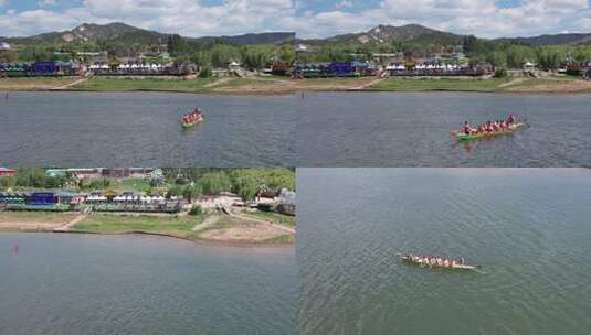 龙舟比赛湖面场景高清在线视频素材下载