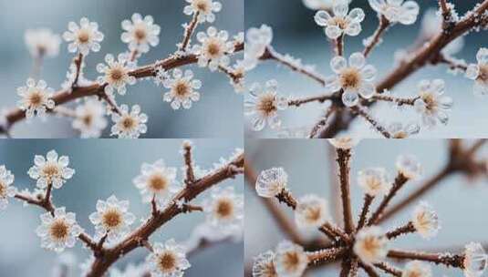 结冰花朵特写高清在线视频素材下载