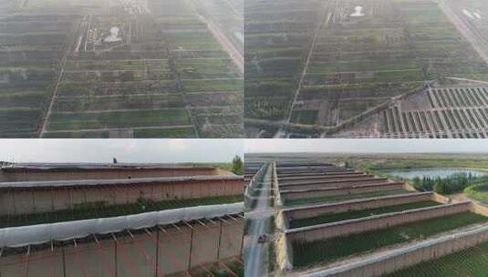 宁夏灵武白笈滩温室大棚航拍3高清在线视频素材下载