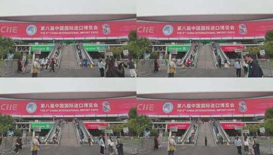 第八届进博会人流量入口中国国际进口博览会高清在线视频素材下载