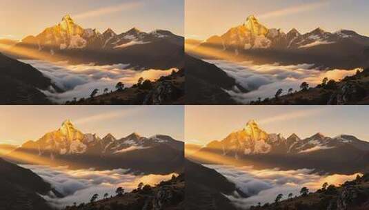 川西超美雪山日出云海4K高清在线视频素材下载