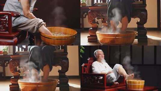 传统中医足浴保健 热水泡脚高清在线视频素材下载