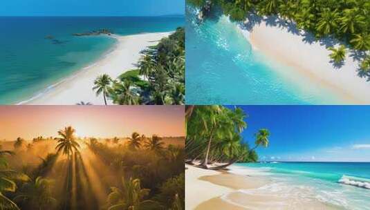 海南三亚海边沙滩椰椰树椰子树椰林素材高清在线视频素材下载