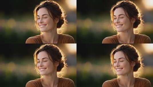 阳光照耀下的美丽女性展现自信笑容高清在线视频素材下载