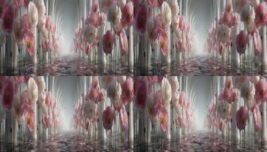 梦幻花卉长廊3D场景高清在线视频素材下载