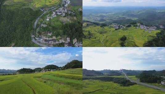 贵州石门梯田乡村梯田自然风光俯瞰高清在线视频素材下载