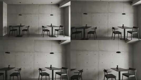 现代极简工业风咖啡馆室内空间场景高清在线视频素材下载