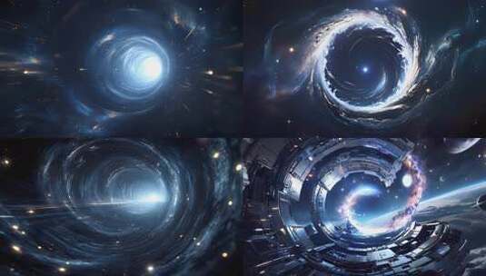 科技感宇宙穿梭时空隧道粒子星云合集4K高清在线视频素材下载