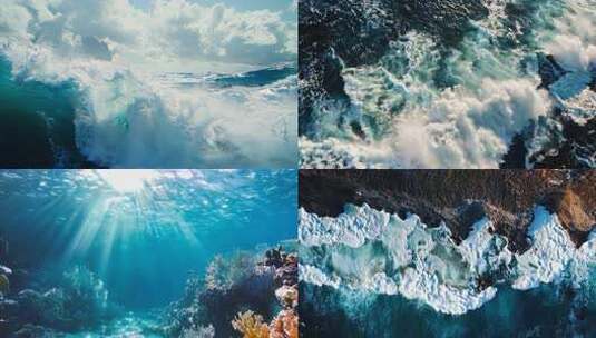 【4k】大海海洋浪花巨浪高清在线视频素材下载