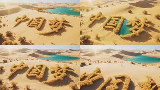 沙漠中国梦景观俯瞰高清在线视频素材下载