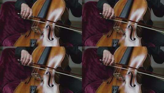 人物演奏大提琴特写高清在线视频素材下载