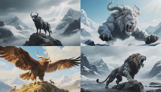 山海经神兽、神话传说高清在线视频素材下载