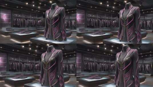 未来感服装店展示高级定制时装高清在线视频素材下载