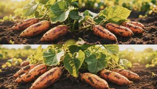 田地里生长的红薯高清在线视频素材下载