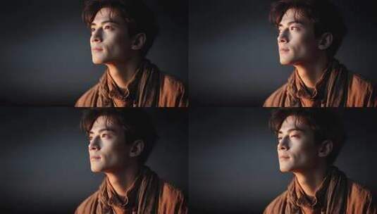 唐朝男子深邃目光眺望远方高清在线视频素材下载