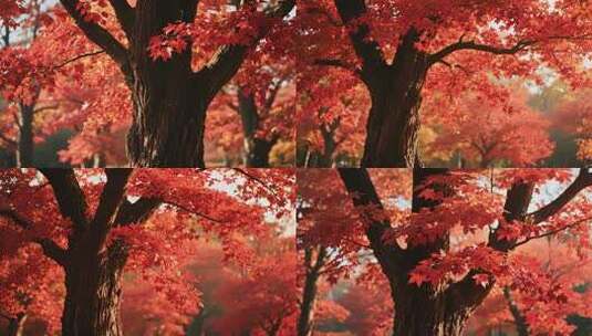 秋天红枫树自然景观高清在线视频素材下载