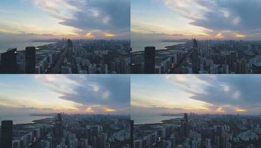 深圳福田车公庙日落航拍高清在线视频素材下载