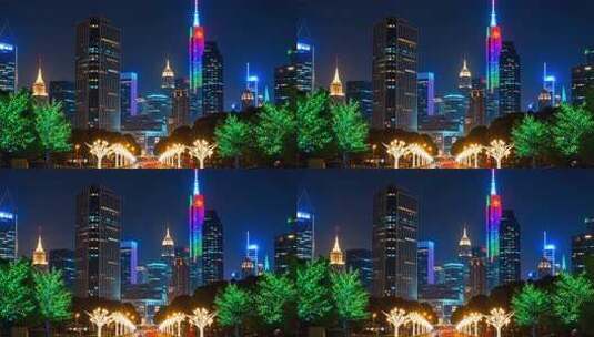上海陆家嘴夜景城市风光高清在线视频素材下载