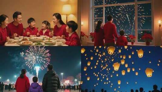 元宵佳节烟花盛宴合集高清在线视频素材下载