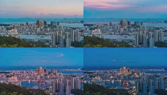 澳门城市日转夜光影变化延时高清在线视频素材下载