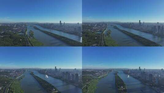 长沙橘子洲景区橘子洲大气航拍高清在线视频素材下载