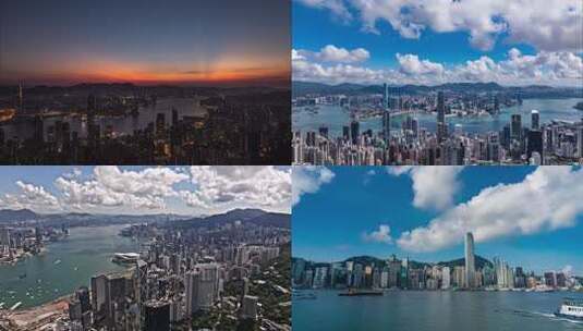 香港维多利亚港城市景观高清在线视频素材下载