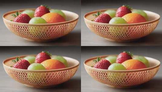 果篮中新鲜水果的特写镜头高清在线视频素材下载