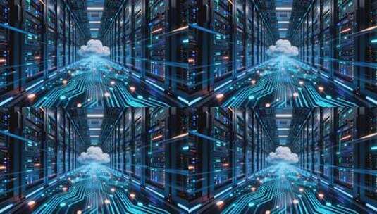 科技感服务器机房云计算场景高清在线视频素材下载
