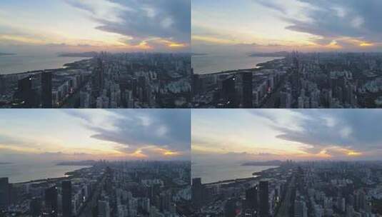 深圳福田车公庙日落航拍高清在线视频素材下载