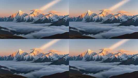 川西超美雪山日出云海4K高清在线视频素材下载