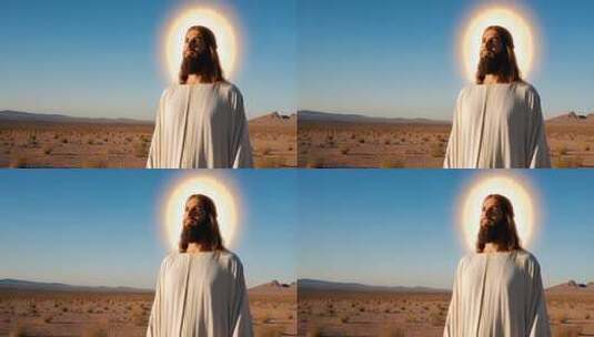 沙漠中带光环人物形象高清在线视频素材下载