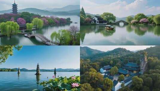 杭州西湖，江南水乡，空镜素材宣传片高清在线视频素材下载