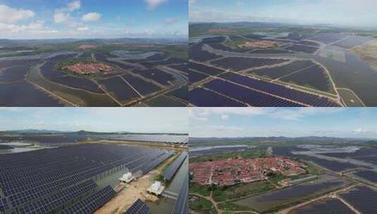 渔光互补光伏发电新能源碳中和高清在线视频素材下载