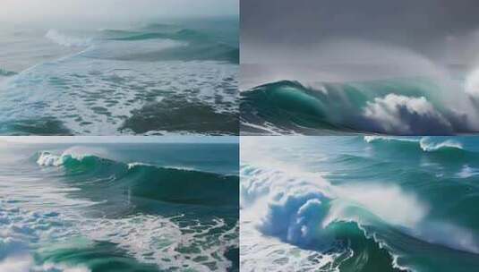 大海海浪浪花海洋巨浪翻滚高清在线视频素材下载