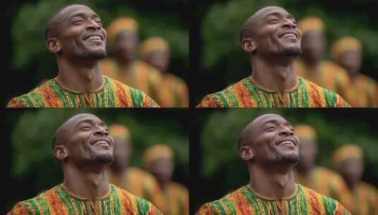 非洲传统服饰男子仰望天空面带微笑高清在线视频素材下载