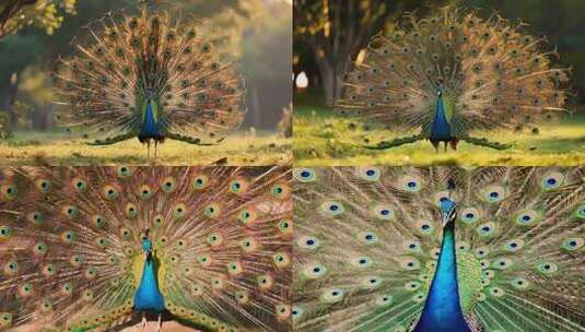 开屏孔雀特写画面高清在线视频素材下载