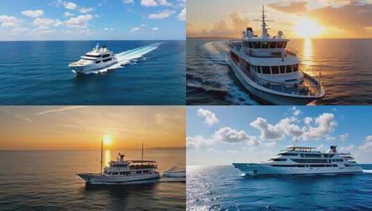 豪华游艇 小游轮海上航行高清在线视频素材下载