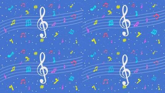 蓝色背景音乐音符动画素材高清在线视频素材下载
