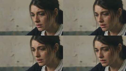 神情忧伤的女性近景高清在线视频素材下载