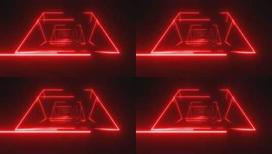 红色霓虹线条隧道背景素材高清在线视频素材下载