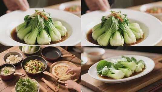 小白菜的美食制作过程高清在线视频素材下载