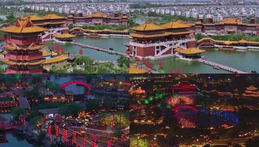合集-河南开封清明上河园昼夜航拍地拍高清在线视频素材下载